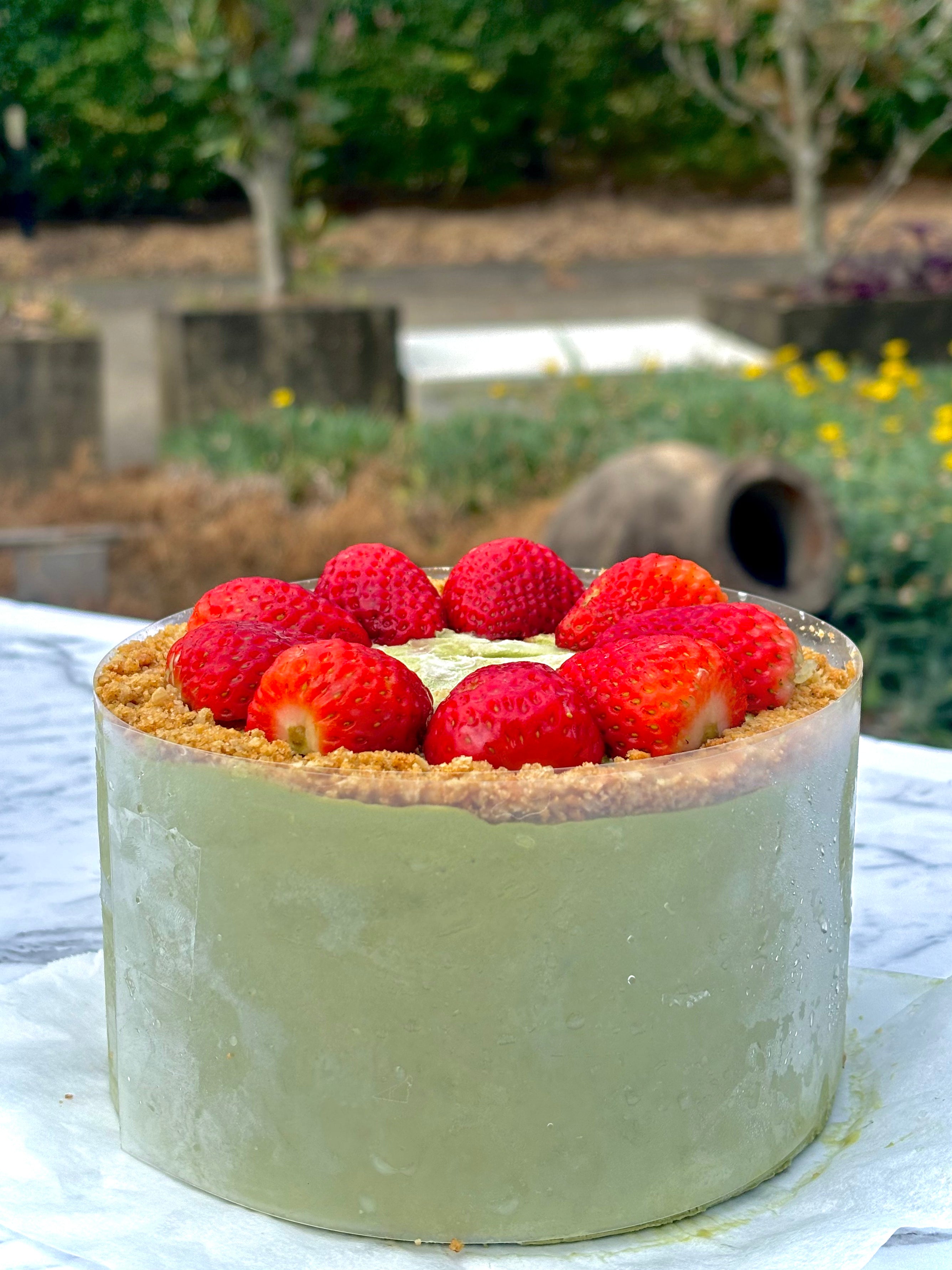 Strawberry Matcha Ice Cream Cake